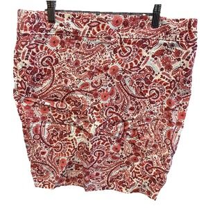 Loft Skirt 12P Red Paisley Summer Above Knee Cotton Blend Trendy Preppy Lightwei